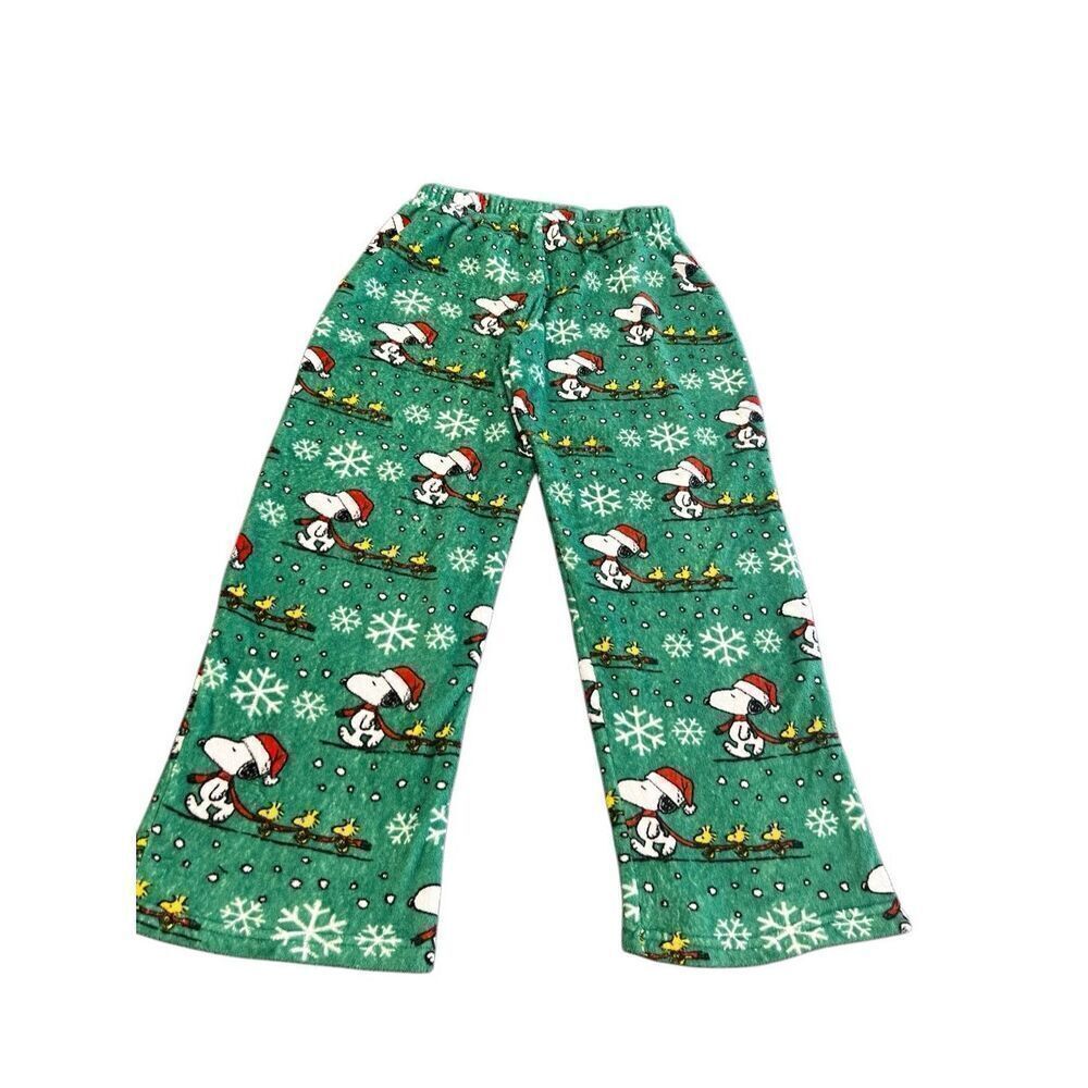 Peanuts Christmas Snoopy Holiday Green Lounge Pants Pajama Pants L